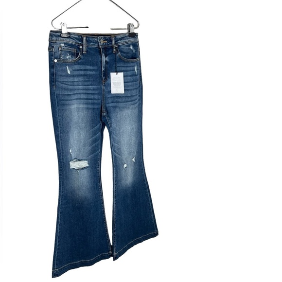 Ceros Women’s Distressed High Rise Flare Jeans - Picture 4 of 12